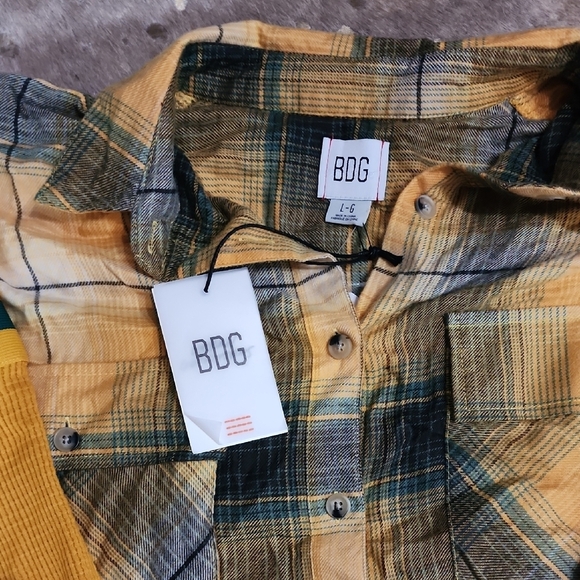 BDG Yellow and Green Plaid Shirt - Picture 3 of 5